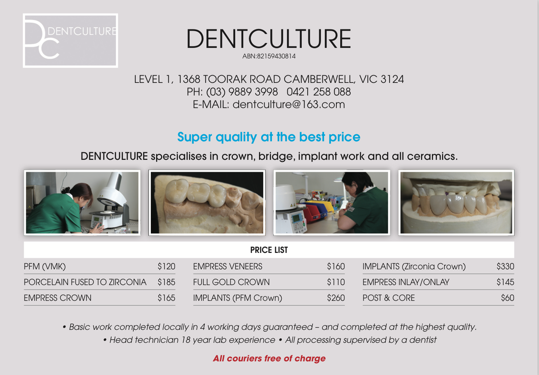 Dentculture Melbourne Dental Lab Rates